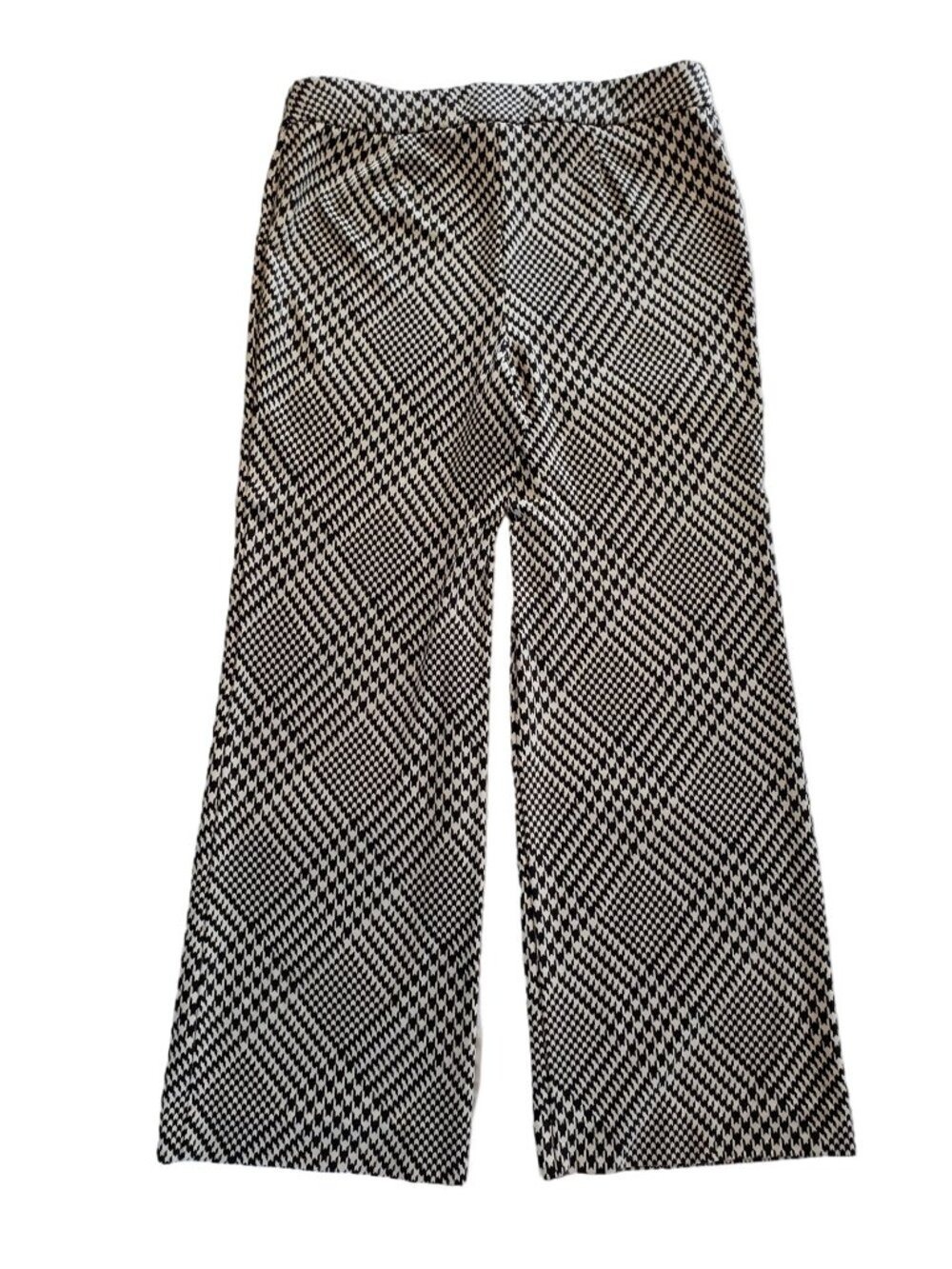 Chico’s Black White Houndstooth Wide Leg Pull On Pants Size 2R (12Large) - Picture 4 of 8